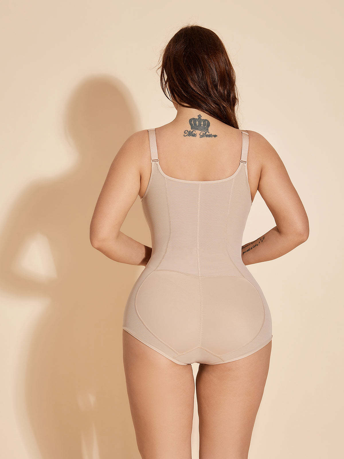 Fajas Colombianas Tummy Control Shapewear Postpartum Zipper Bodysuit - Tan