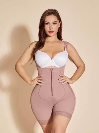 ChicCurve Open Bust Tummy Control Shapewear with Zipper 