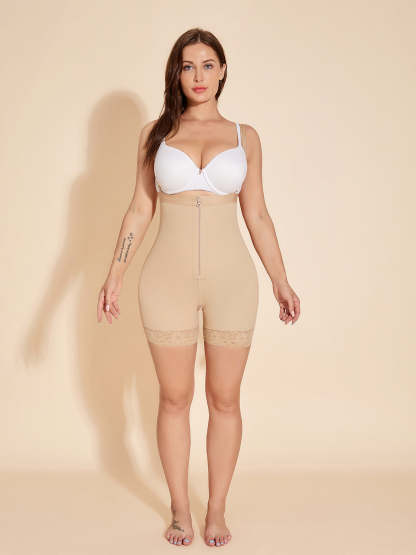 Open Bust Faja Control Corset Tummy Control Shapewear with Zipper - Tan
