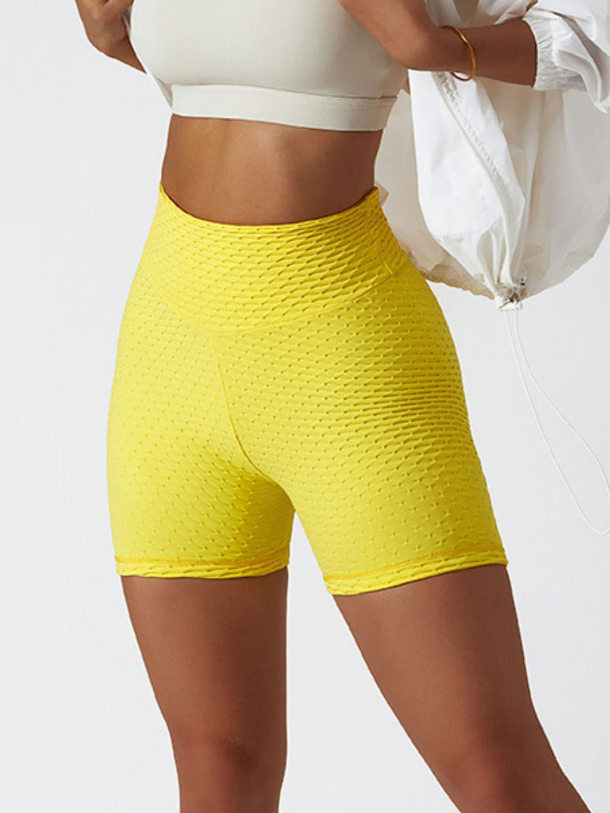 Textured High-Rise Biker Shorts