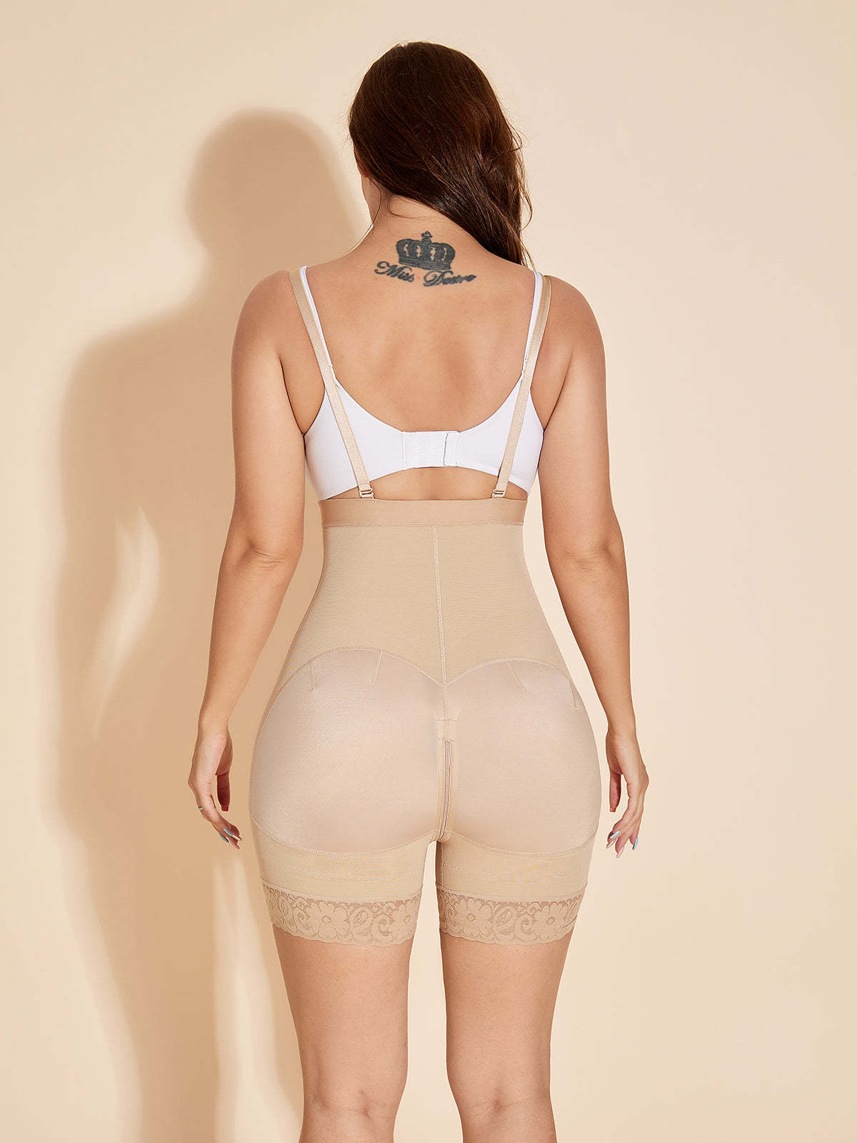 Bodysuit for Women Firm Control Thigh Slimmer Tummy Control Shapewear - Tan