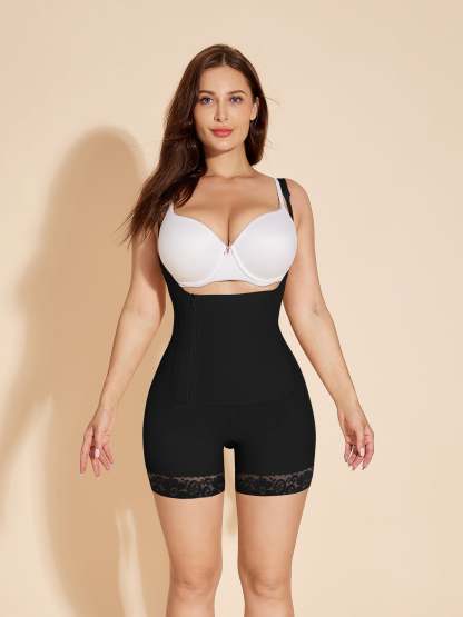 Black Side Zipper Women Lace Body Shaper Shapewear