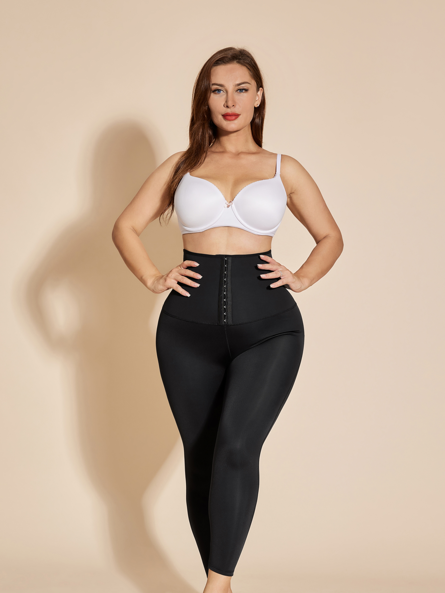 High Waist Leggings Hook & Eye Tummy Control Sport Pants