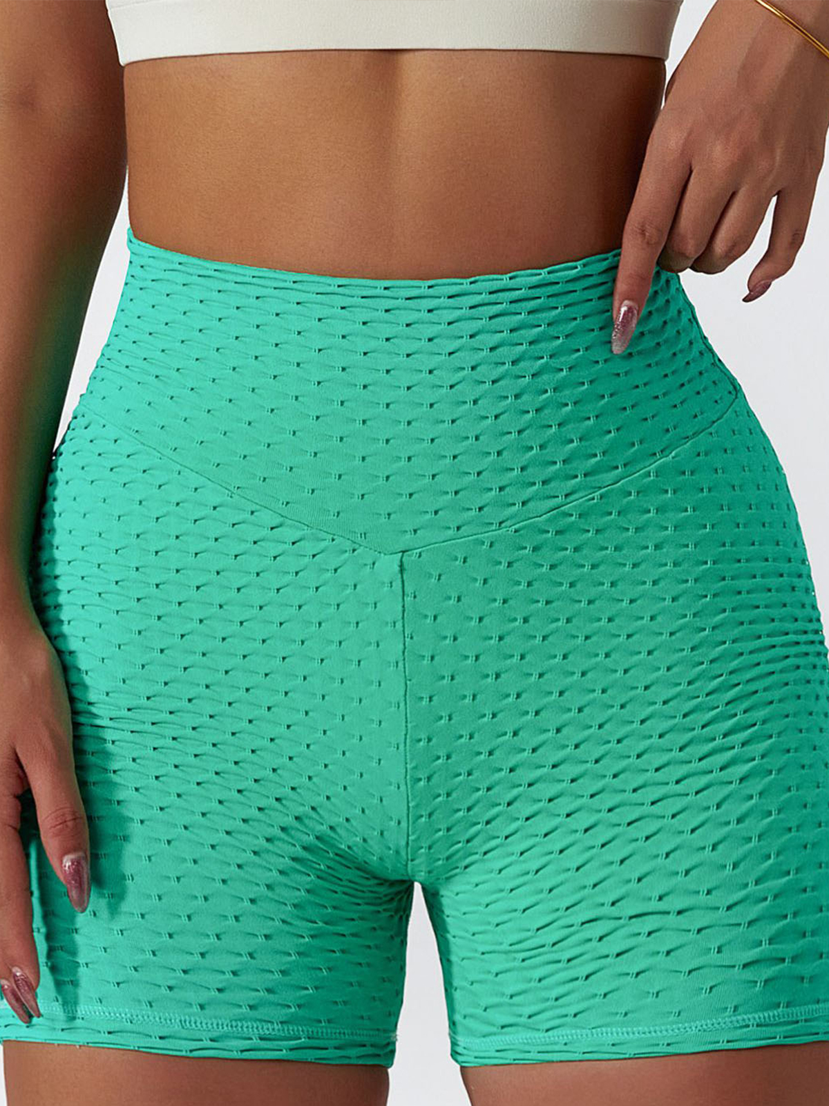 Textured High-Rise Biker Shorts