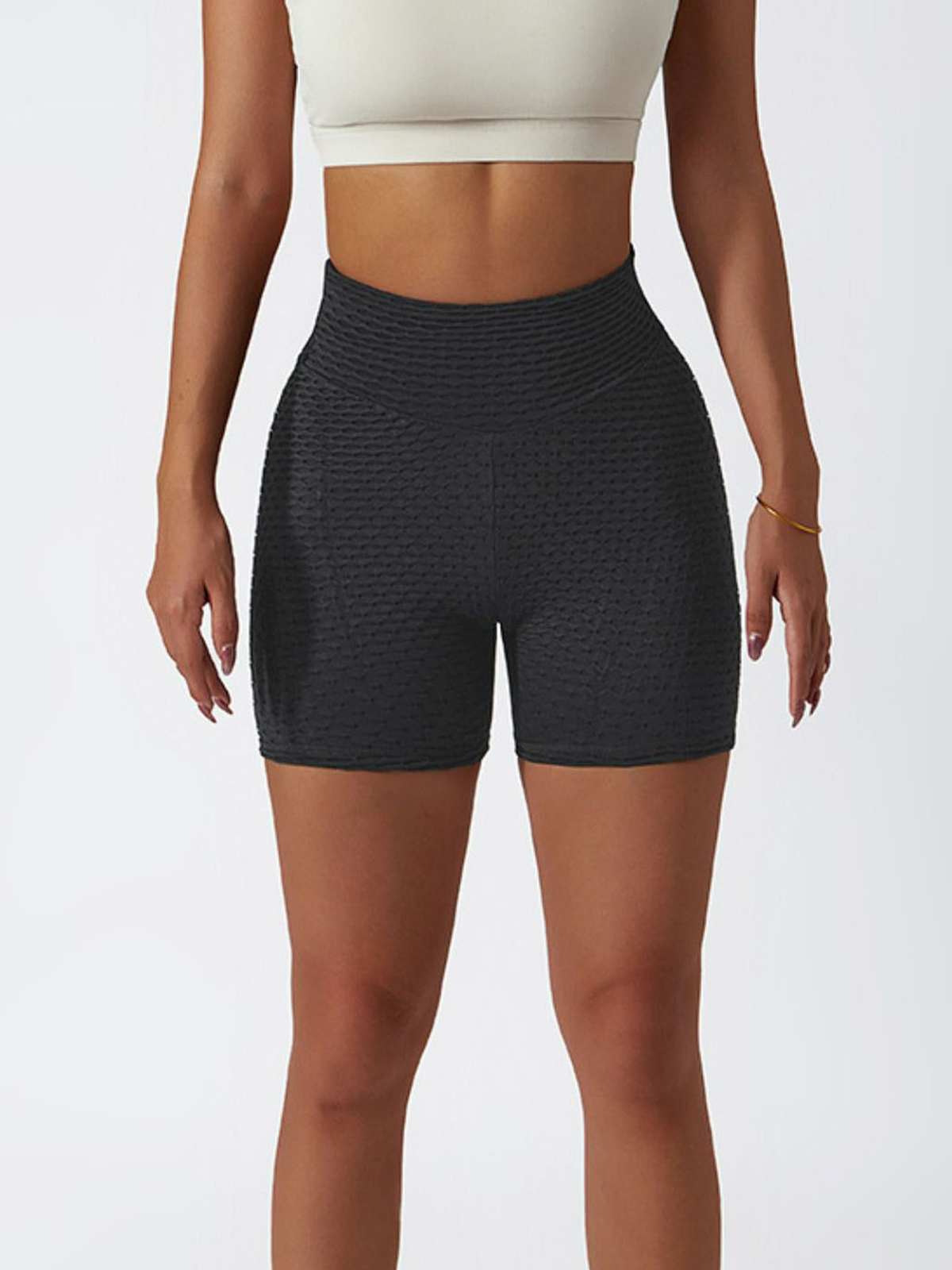 Textured High-Rise Biker Shorts