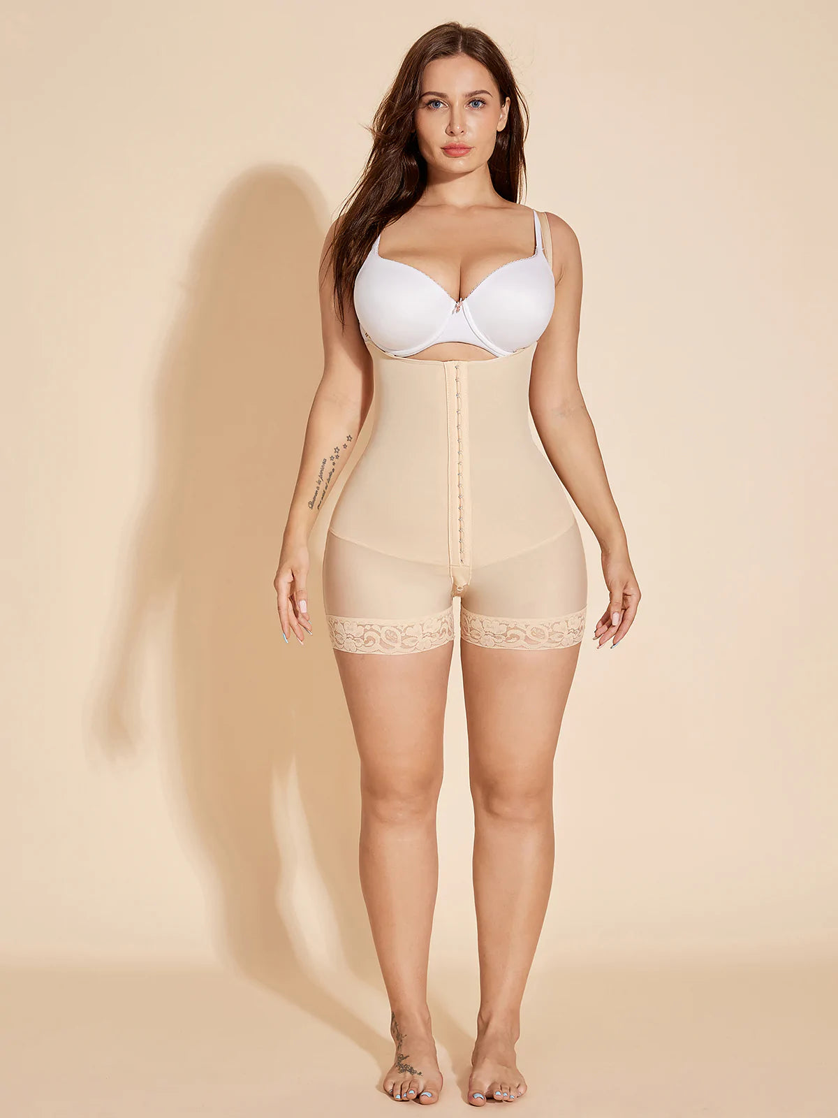 Tummy Control Shapewear Fajas Colombianas High Compression Body Shaper for Women Hook-eye Closed - Tan