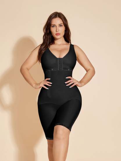 ChicCurve Hook-Eye Tummy Control Post-operative Shapewear with Side Zipper - Black