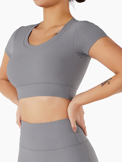 Skinny Short Sleeve Show Navel Sports Yoga Top