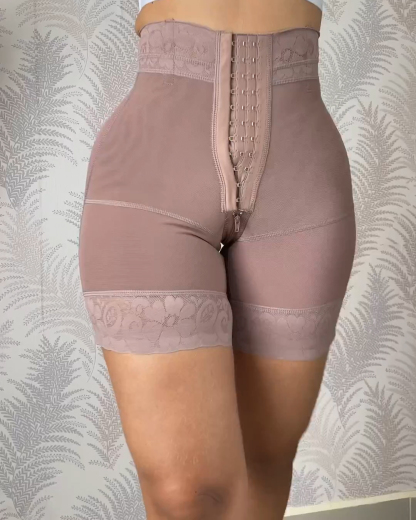 Women's Lace Butt Push Up Faja Short With Three Hooks