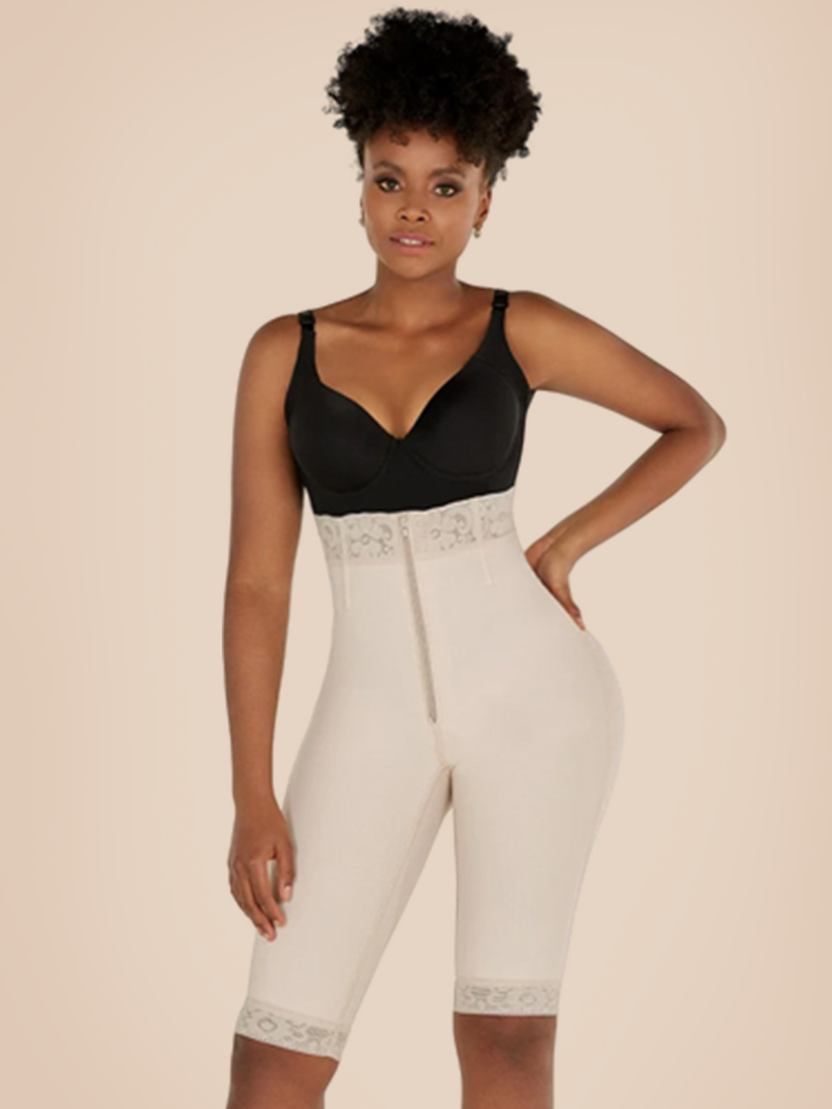 Double Compression High-Waisted Butt Lifting Shorts Knee Short And Lift Buttoks