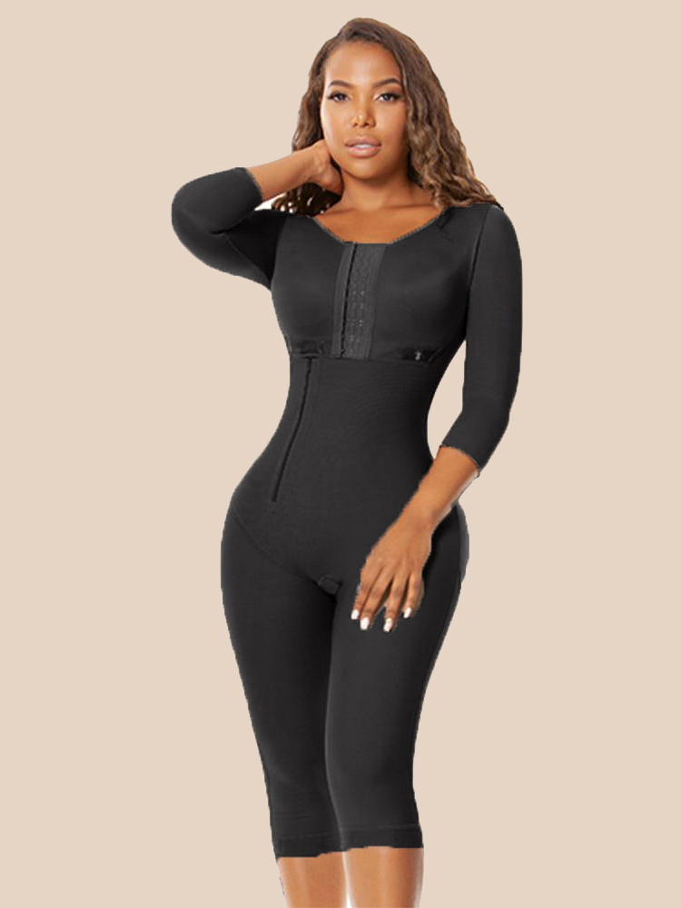 Post-surgical Use Women Body Shaper Smart Compression Fabrics Long GirdleTo the Knee 