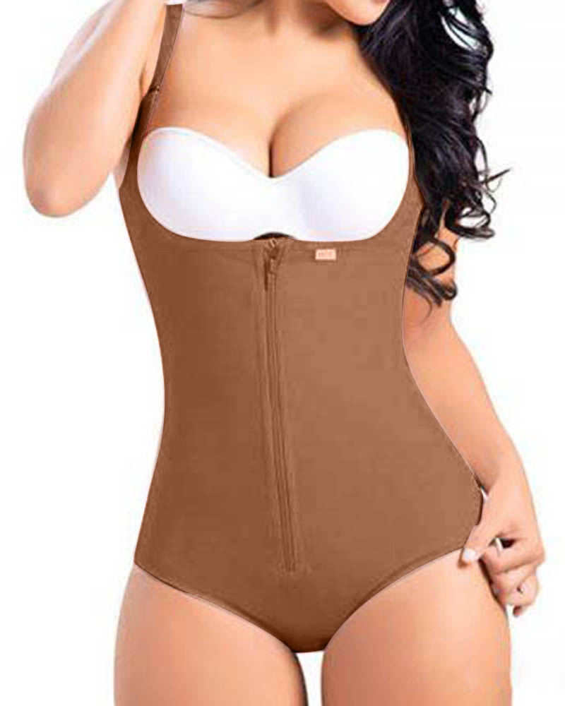 Women Postpartum Body Shaper With Zipper High Waist Cincher Flatten Abdomen Fajas