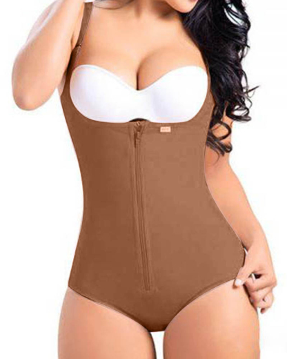Women Postpartum Body Shaper With Zipper High Waist Cincher Flatten Abdomen Fajas