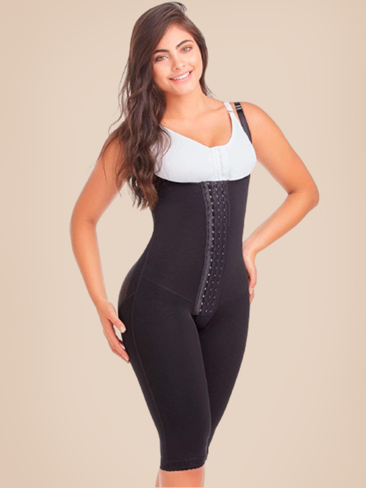 Open Bust Full Body Fajas Shapewear with Front Hooks-ChicCurve