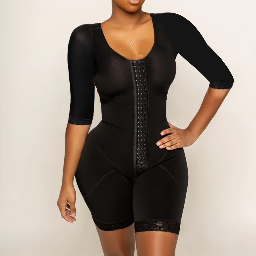 Full Body Shaping Bodysuits for Half Sleeve Compression Garments after Liposuction Postpartum Shapewear for Women-ChicCurve
