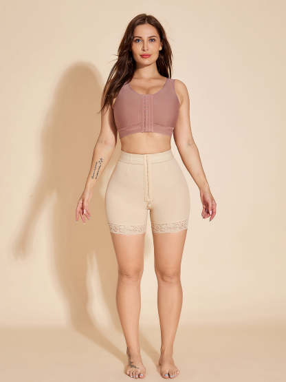 Booty Lift Shapewear Shorts Underwear Butt Lifter High Waisted Tummy Tuck Control Panty Hook Eye Closure - Tan