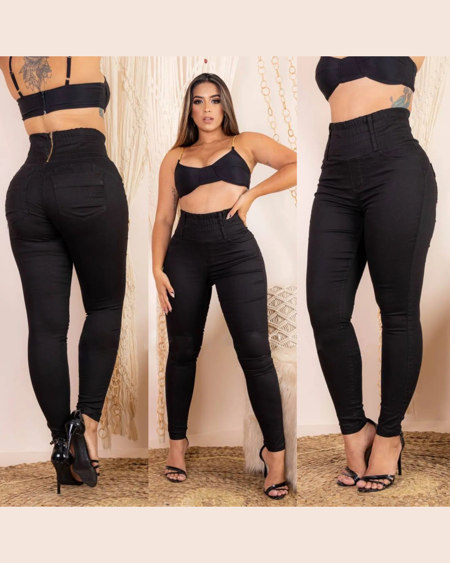 Black Stretchy Sliming JeansChicCurve