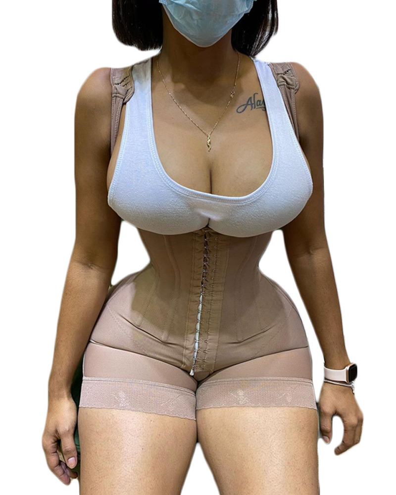 Women's Shapewear Hook And Eye Closure Tummy Control  Adjustable Crotch  Open Bust Bodysuit