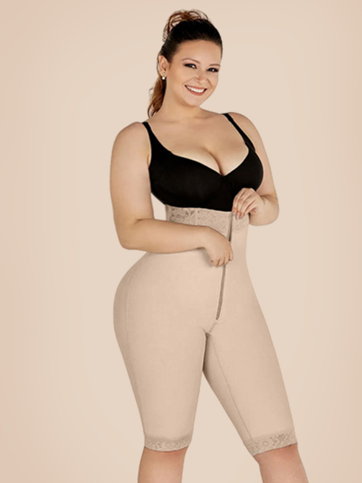 Double Compression High-Waisted Butt Lifting Shorts Knee Short And Lift Buttoks