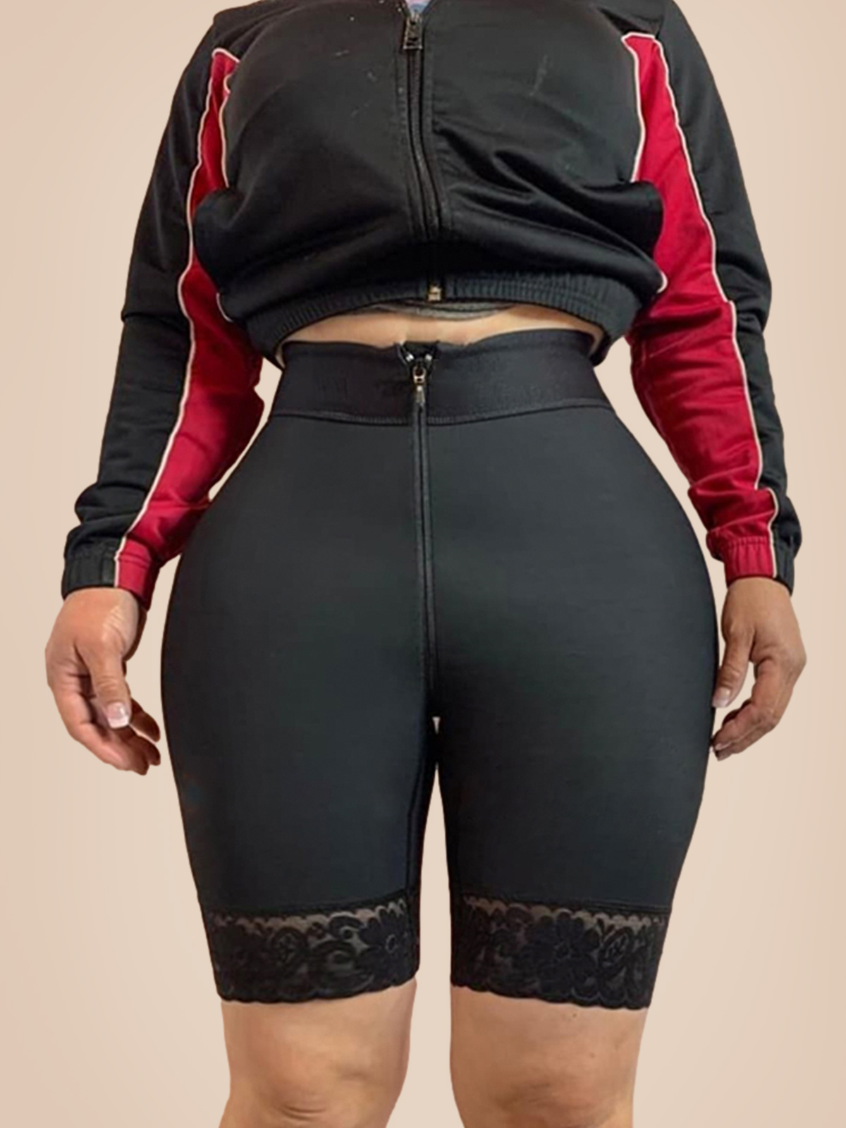 High Waist Zipper Adjustable Butt Lifter Slimming Fajas Lace Push Up Body Shaper 