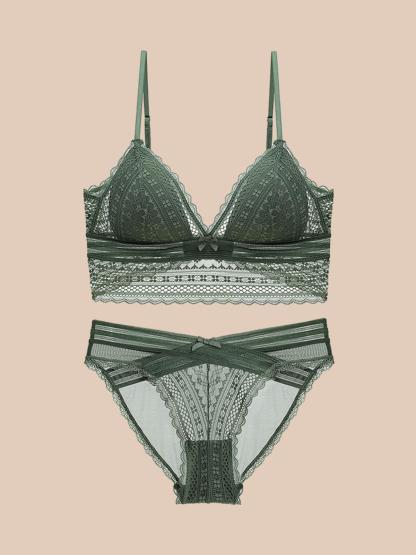 French Lace Lingerie U-Shaped Backless Wireless Bra