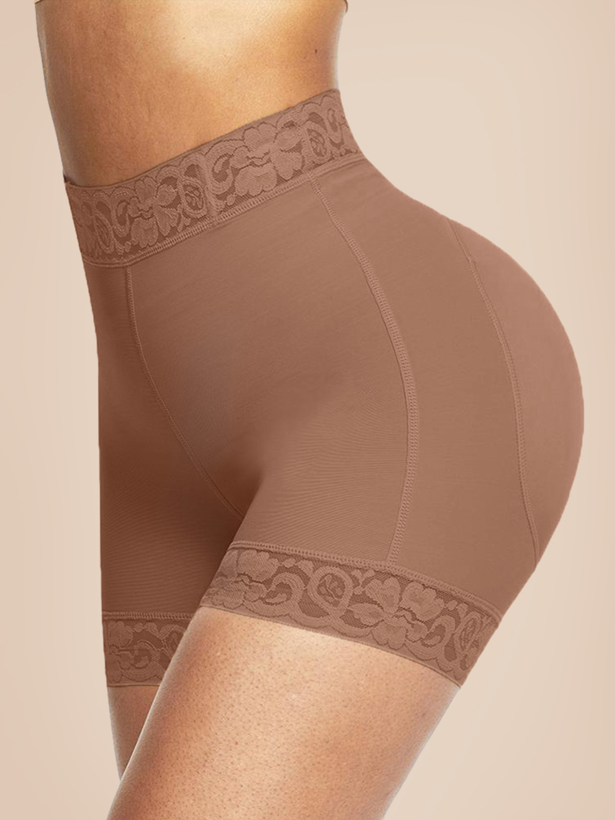 Mid-Waist Shaping Shorts Shapewear Panty With Anti-Rolling Lace Tummy Control Underwear For Women Butt Lifter
