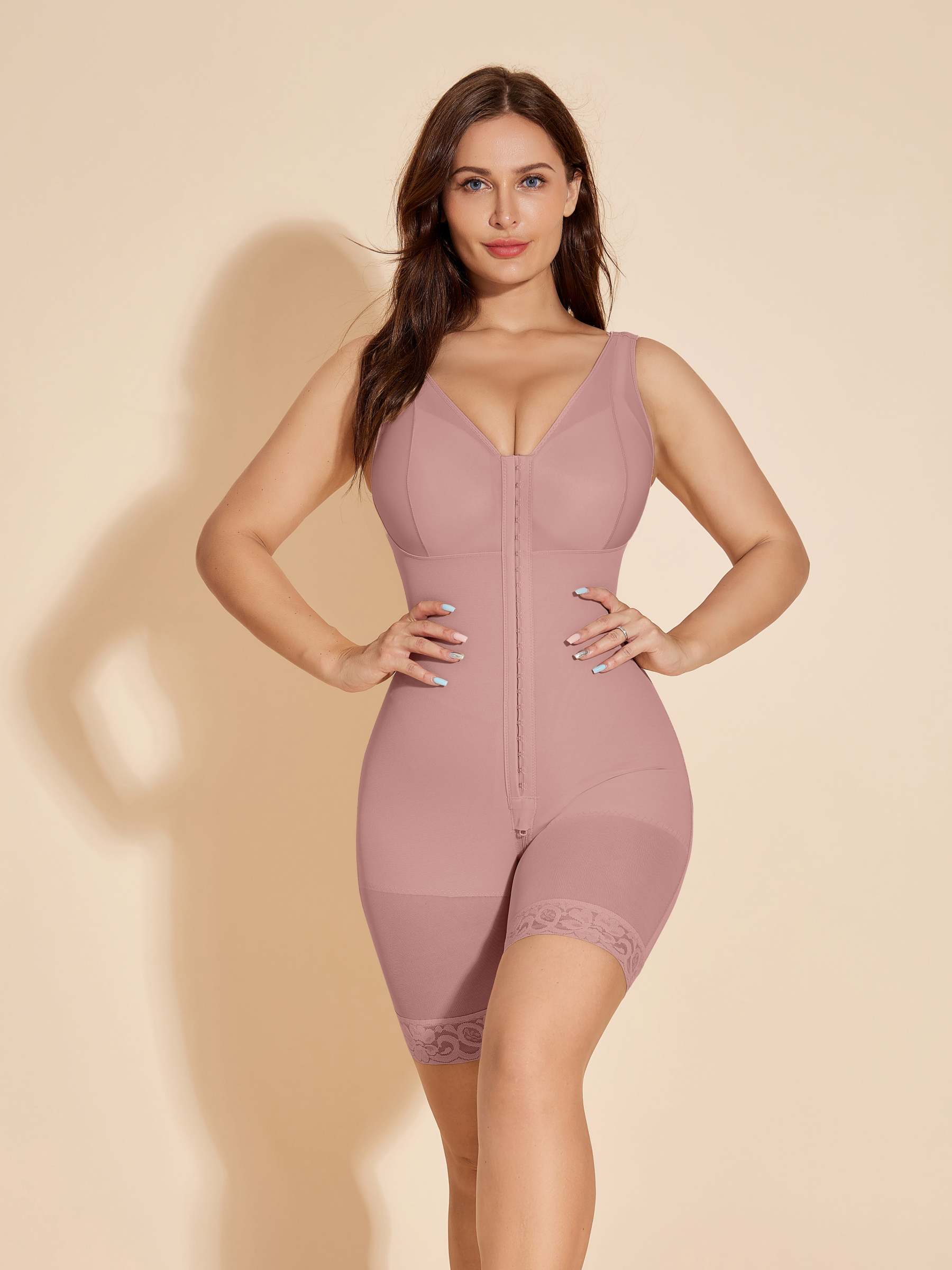Fajas Colombianas Postpartum Wrap Body Shaper with Hook-Eye - RosyBrown-ChicCurve