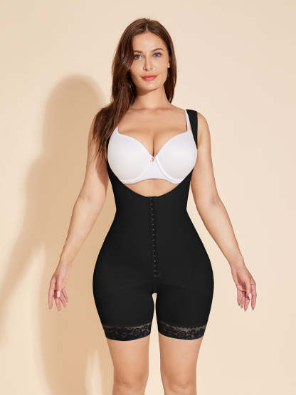 ChicCurve Open Bust Shapewear Tuck Postpartum Wrap Faja with Hook-Eye 