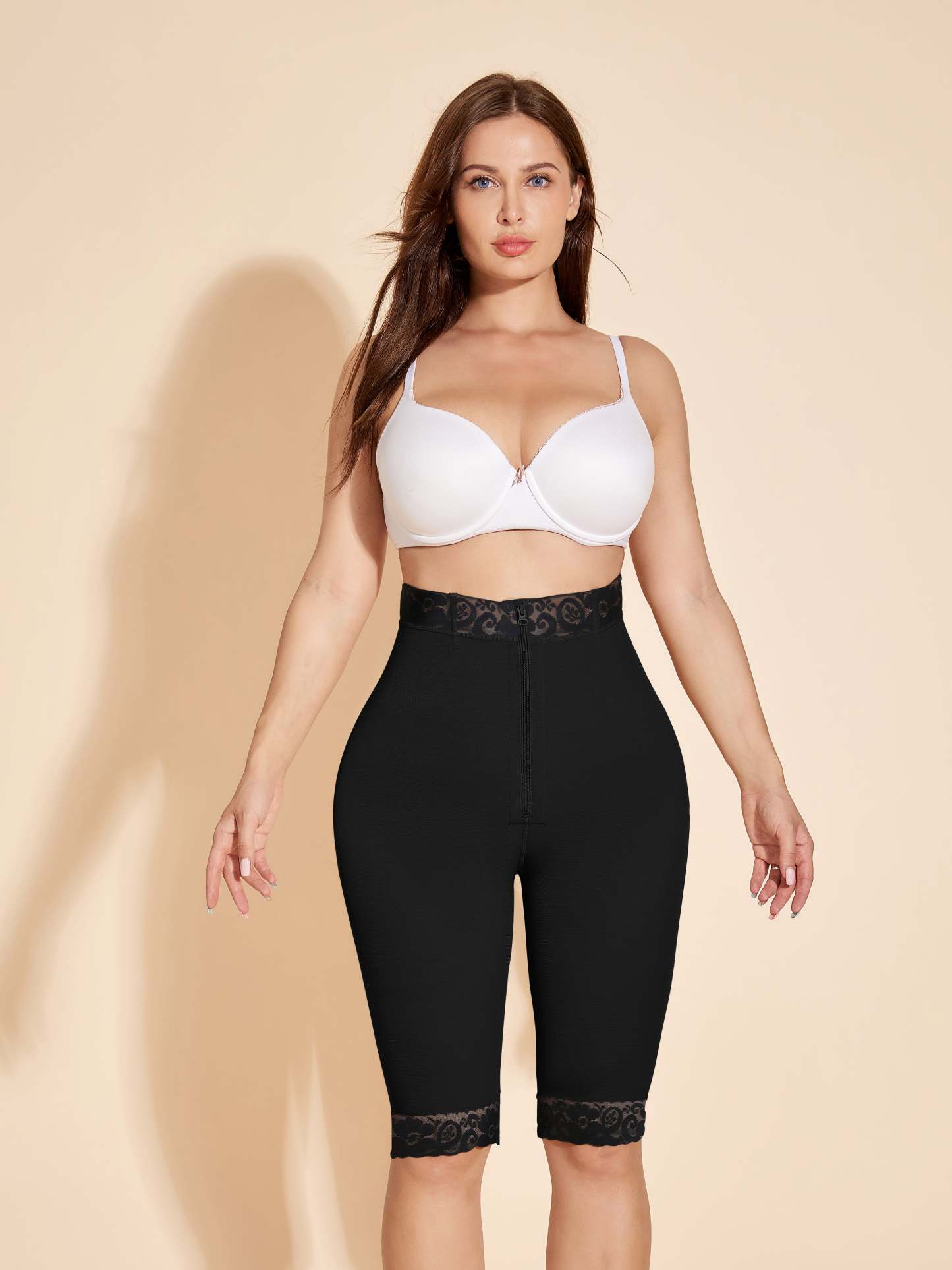 High Waisted Butt Lifter Tummy Tuck Shapewear Shorts Fajas Colombianas High Compression - Black-ChicCurve