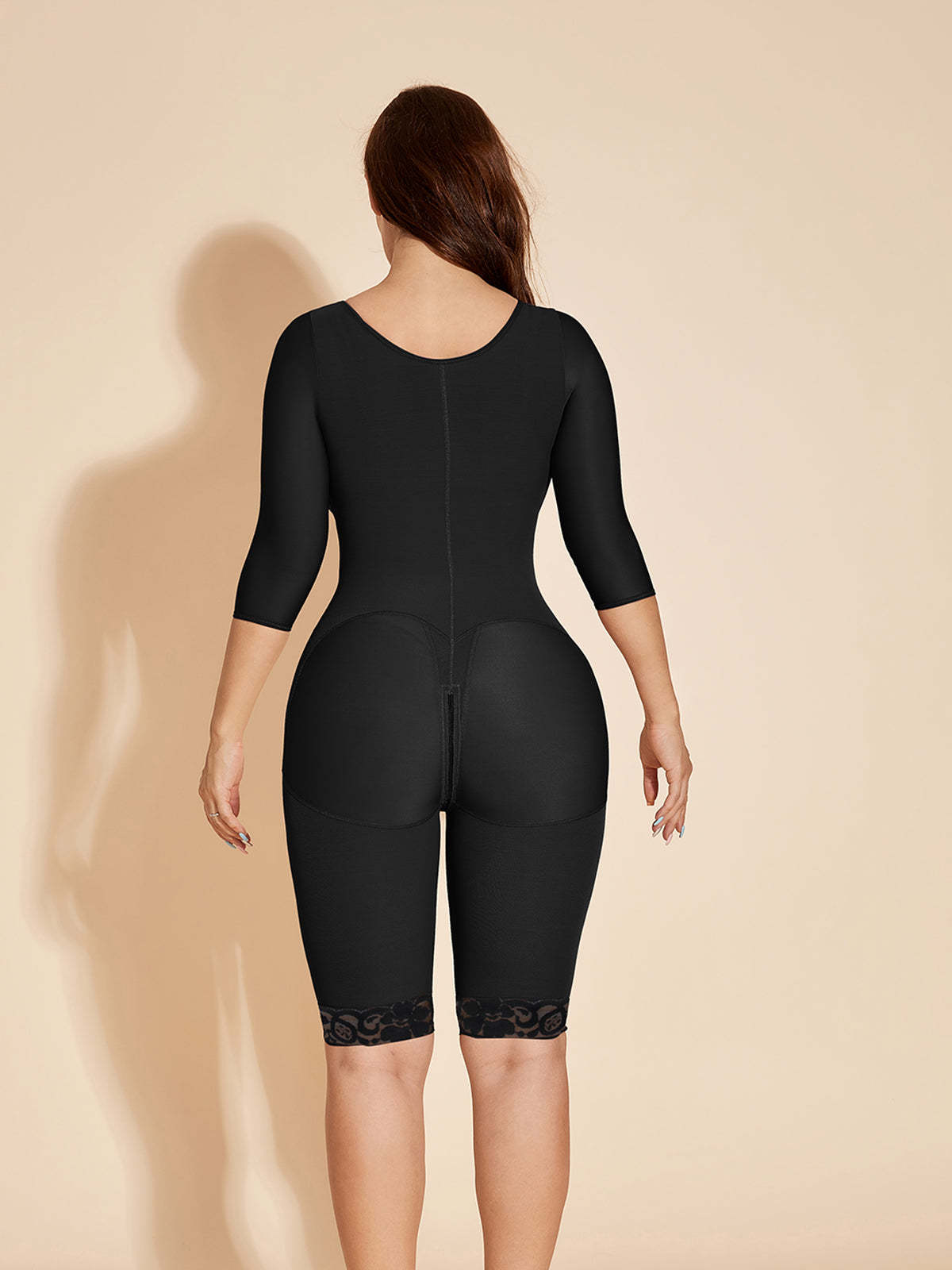 Fajas Colombianas Long Sleeves Shapewear Postpartum Repair with Bra - Black