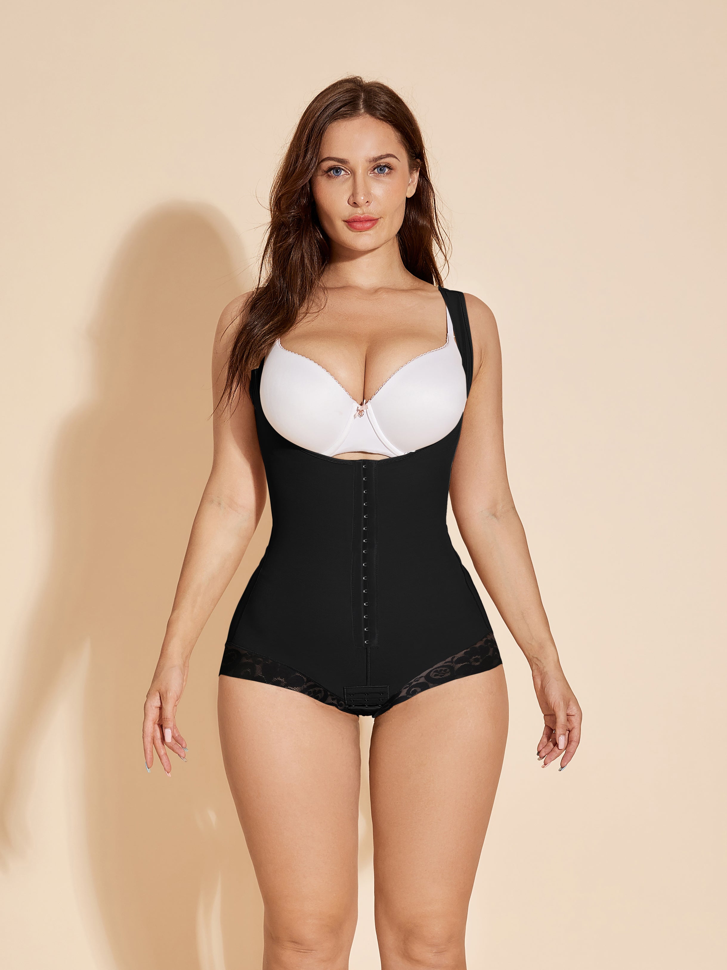 Fajas Colombianas Body Shaper Tummy Control Butt Lifting Shapewear Hook-eye - Black