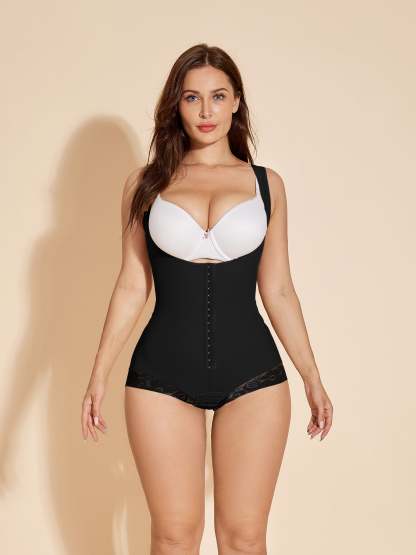 Fajas Colombianas Body Shaper Tummy Control Butt Lifting Shapewear Hook-eye - Black