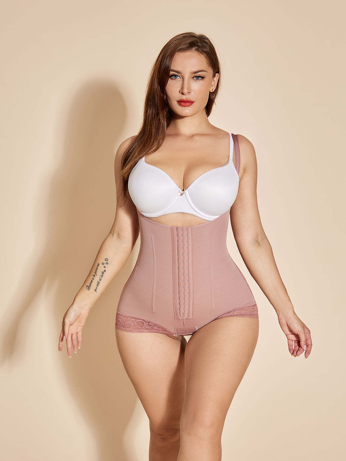 Bodysuit Postpartum Tummy Tuck Body Shaper Waist Trainer Post Surgery Faja - RosyBrown