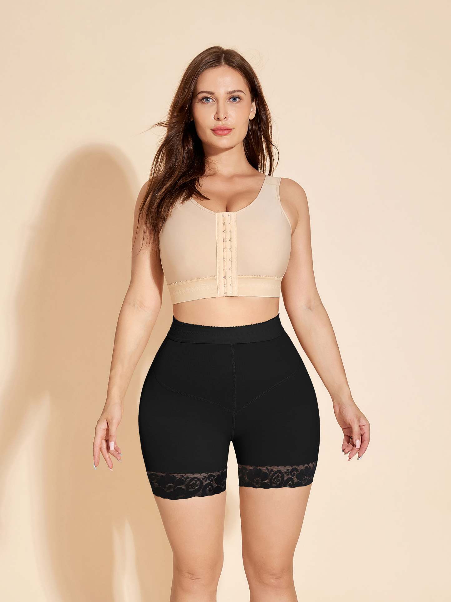 Lace Fajas Colombianas Butt Lifter Seamless Shorts - Black