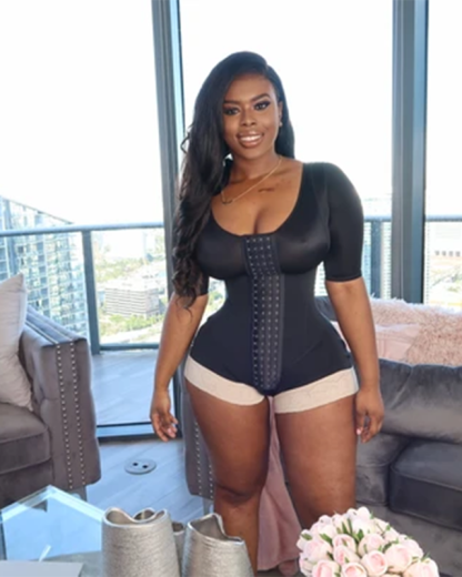 Mid-Sleeve Women Waist Trainer Bodysuit Shapewear Tummy Control Corset Cincher Postpartum Underwear Fitness Body Shaper