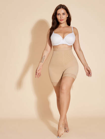 High Waist Shaper Shorts Butt Lifter with Zipper for Women Plus Size - Tan