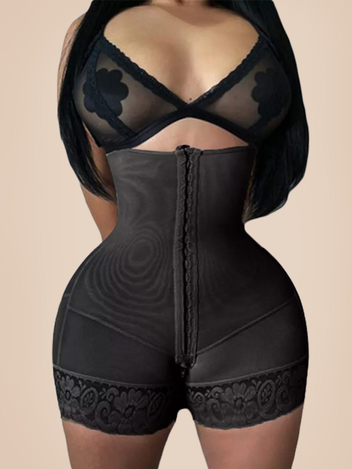 Post Partum and Post Surgical High Waist Flatten Abdomen 2 Rows Of Hooks For Compression Adjustment