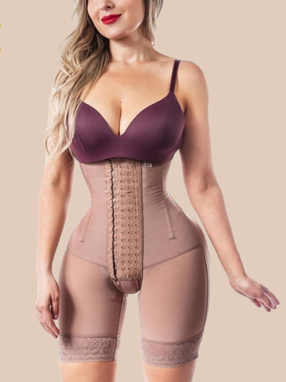 Woman Open Bust Tummy Control Shapewear Postpartum Body Shaper Post Liposuction Bodysuit Hook Eye High Waist Fajas