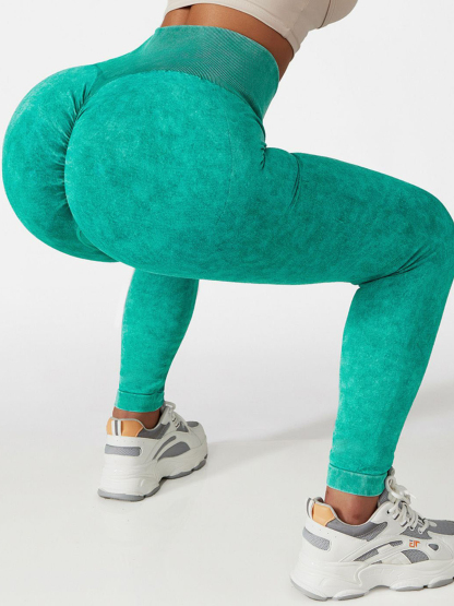 Acid Wash High Waist Sports Leggings