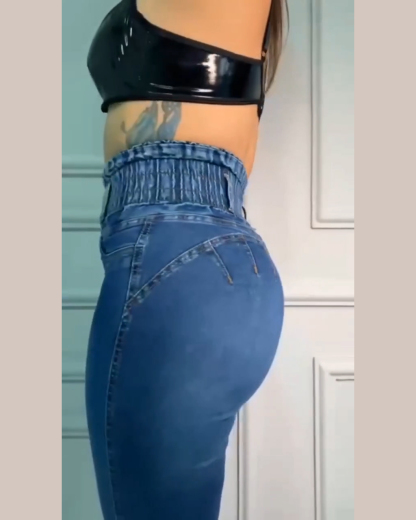 HIigh Waisted Front Zipper Stretchy Jeans