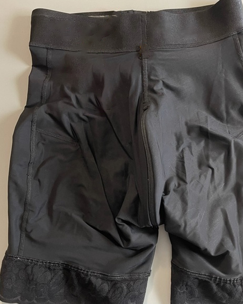 Double Compression Butt Lifter Zipper Shorts High Waisted Butt Pads Seamless Hip Enhancer 