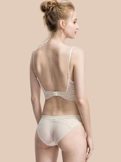 French Lace Lingerie U-Shaped Backless Wireless Bra