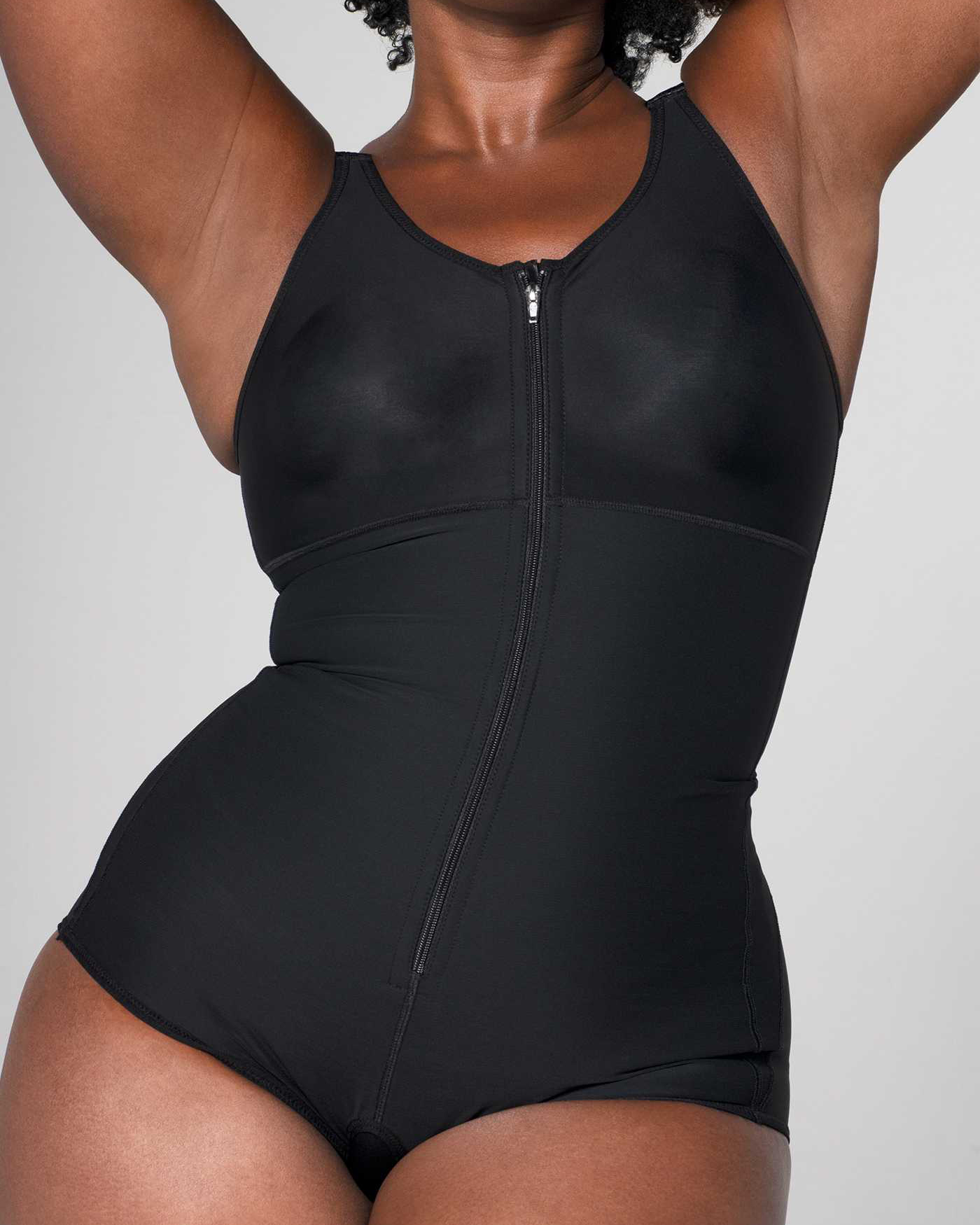 Women's Tummy Control Thong Bodysuit with Zipper