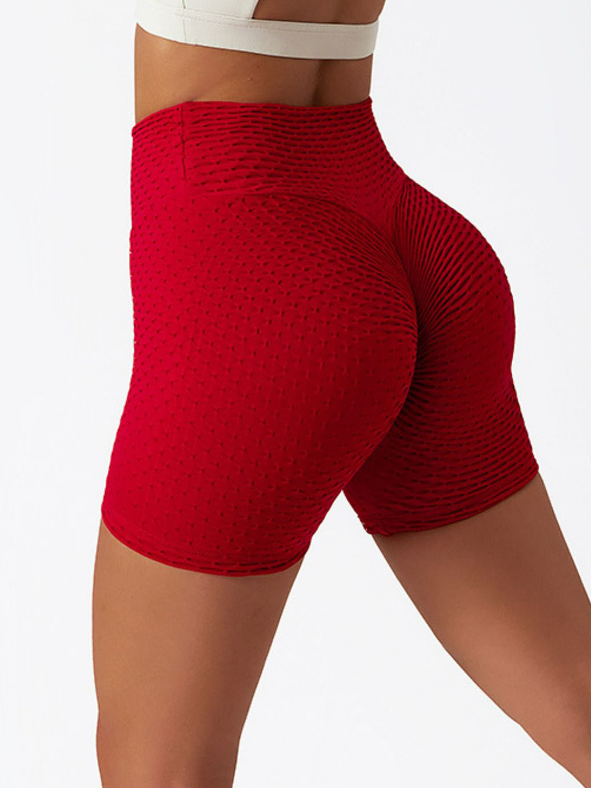 Textured High-Rise Biker Shorts