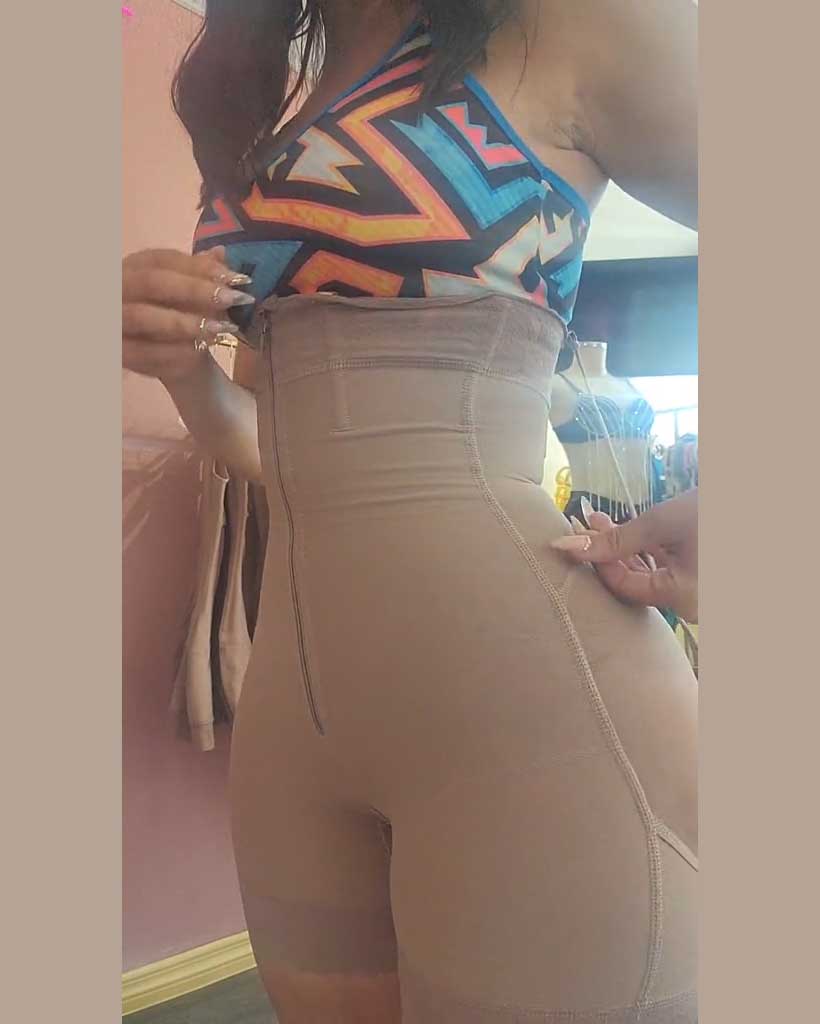 Adjustable Strap Open Bust Tummy Control Shaper Shorts