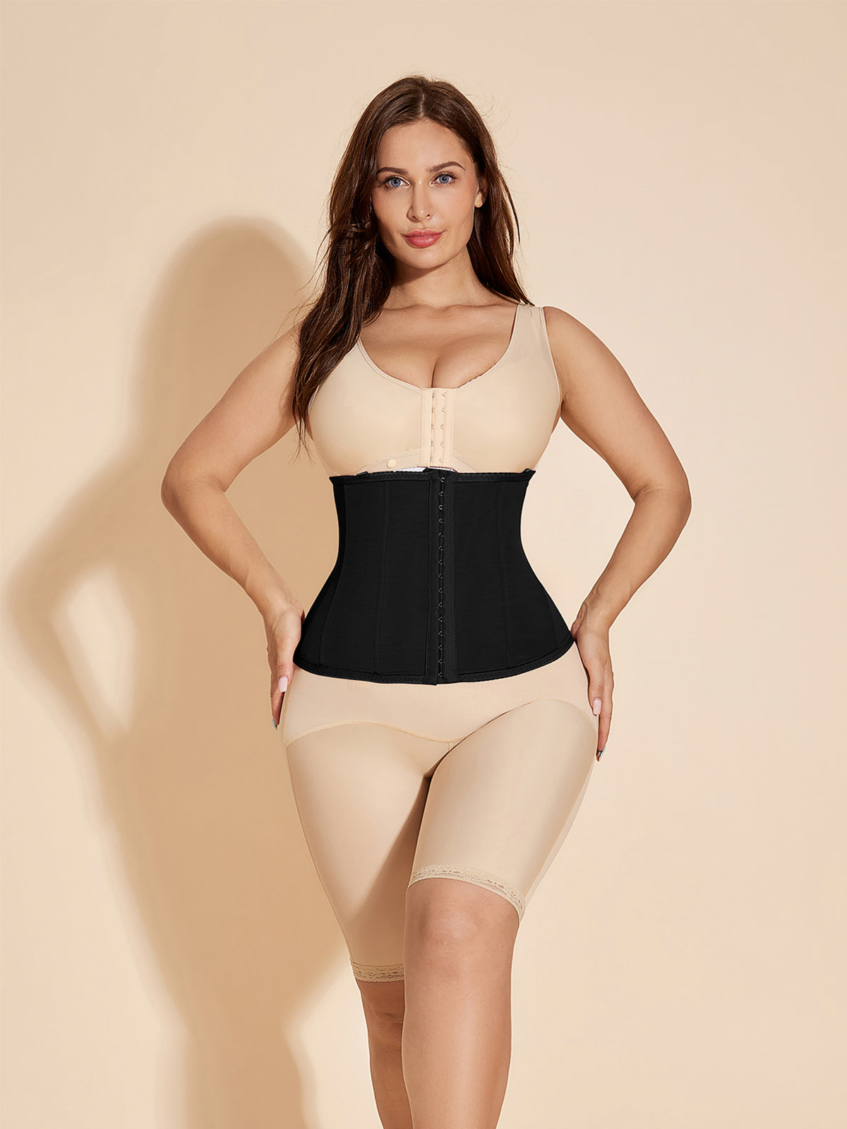 Hook-Eye Corset Waist Trainer Girdles - Black