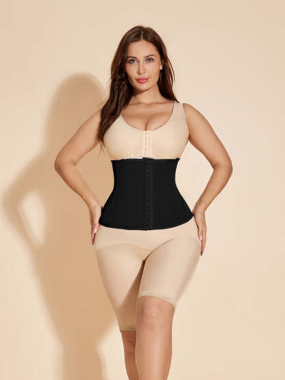 Hook-Eye Corset Waist Trainer Girdles - Black