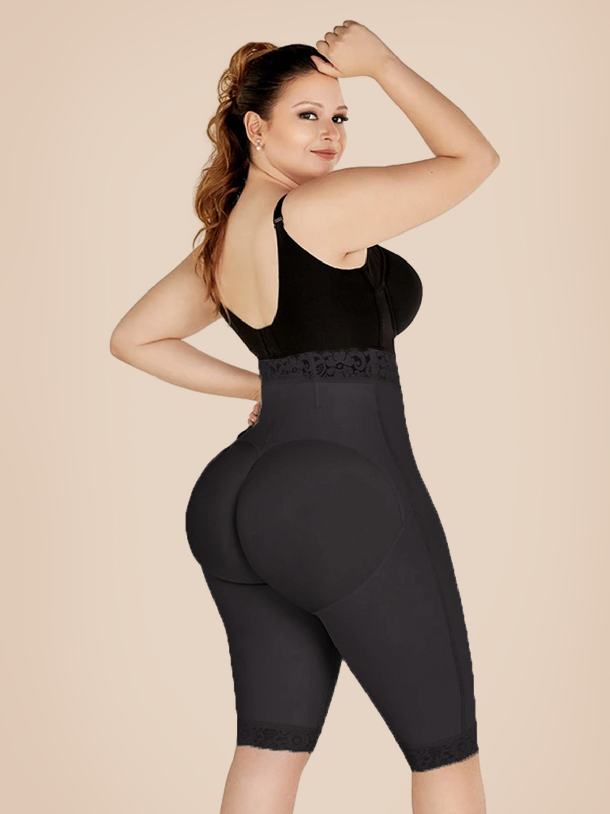 Double Compression High-Waisted Butt Lifting Shorts Knee Short And Lift Buttoks