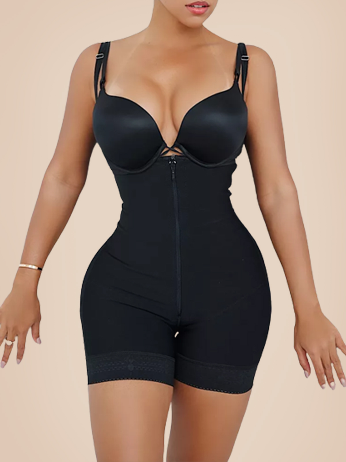 Slimming Waist Trainer Zipper Body Shaper Underbust Corset With Straps For Women Tummy Control Low-Back