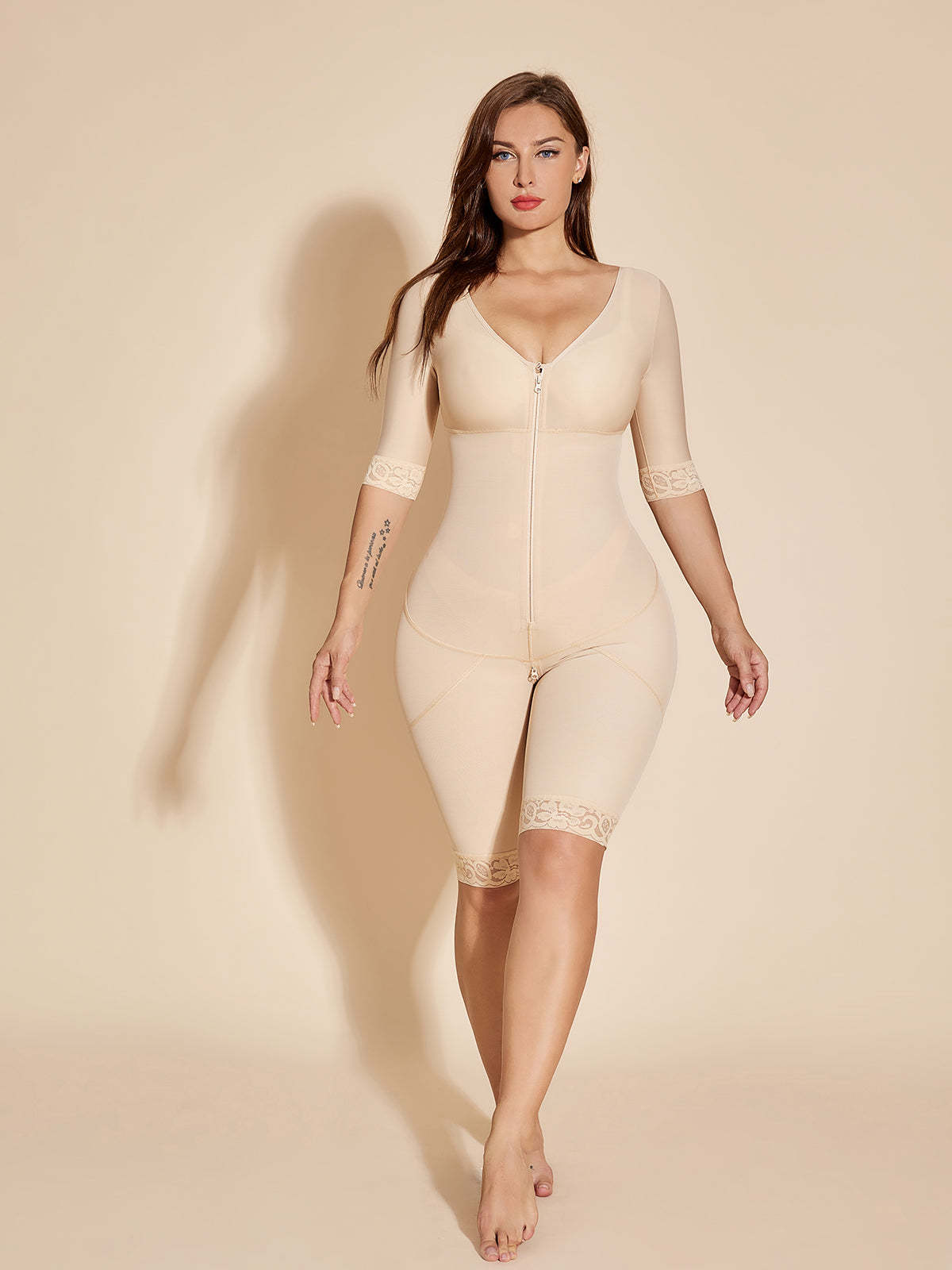 Shapewear for Women Tummy Control Full Body Shaper Fajas Colombianas Butt Lifter Thigh Slimmer Bodysuit - Tan-ChicCurve